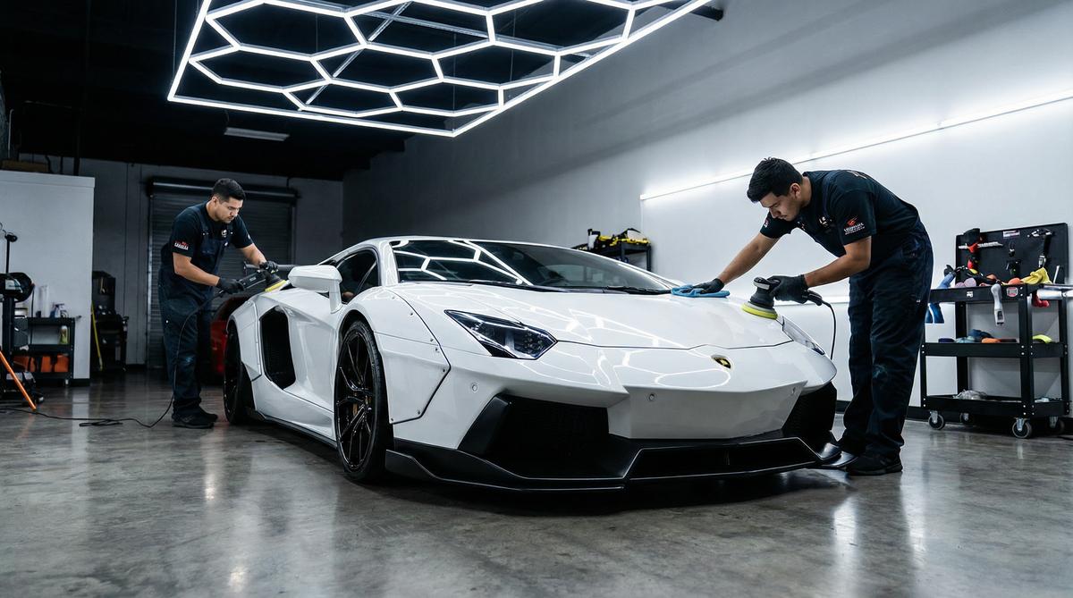 黄色仓库汽车美容视频